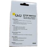 Q&Q Digital Stop Watch HS45 Stopwatch Box Back Side